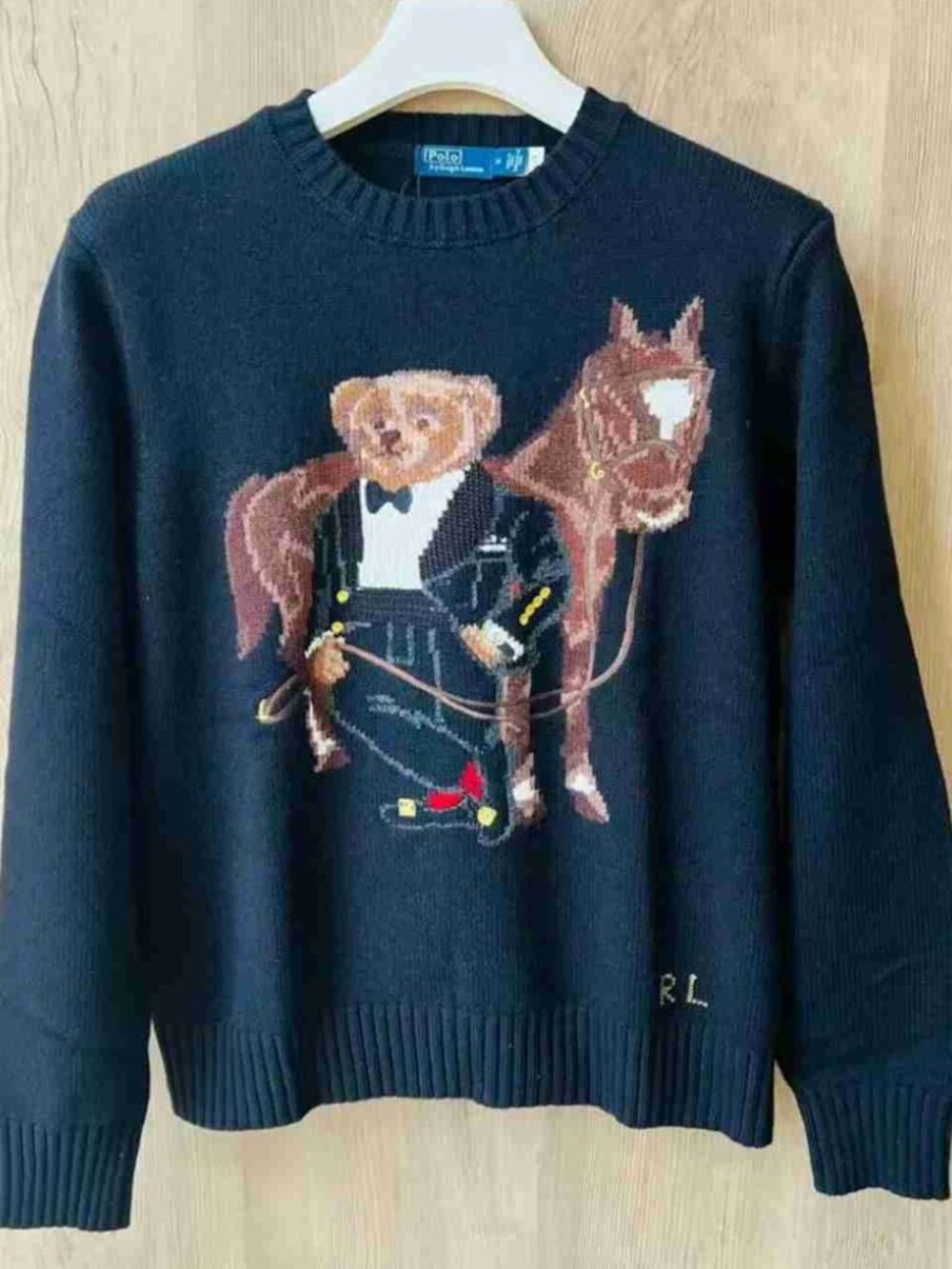 🐎Polo Ralph Lauren Navy Polo Bear Horse Intarsia Crewneck
